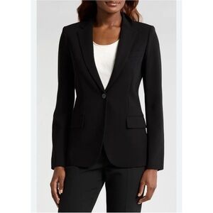 Theory Womens Black Gabe B3 Sevona Wool Stretch Blazer Size 4 Minimalist Classic
